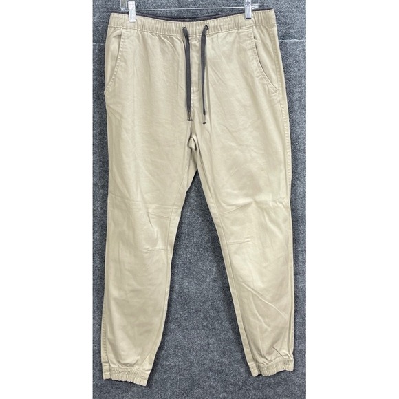 Plugg Mens Beige Jogger Pants Medium (33x29) Drawstring Waist Cotton Blend‎ - Picture 1 of 7